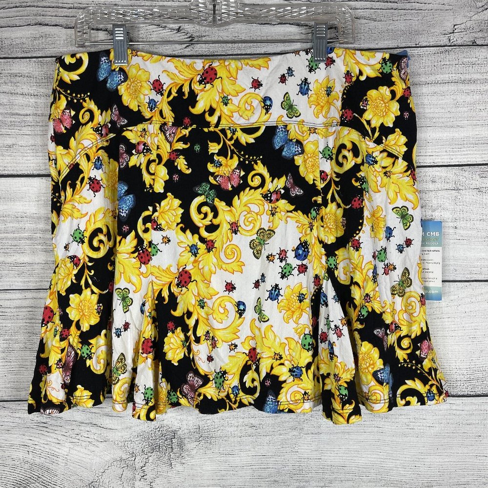 NWT Lifestyle Ladybug Anne UPF50+ Godet Skort Black Yellow Sz XL